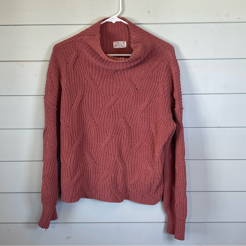 Poof Apparel knitted sweater pink women's size large